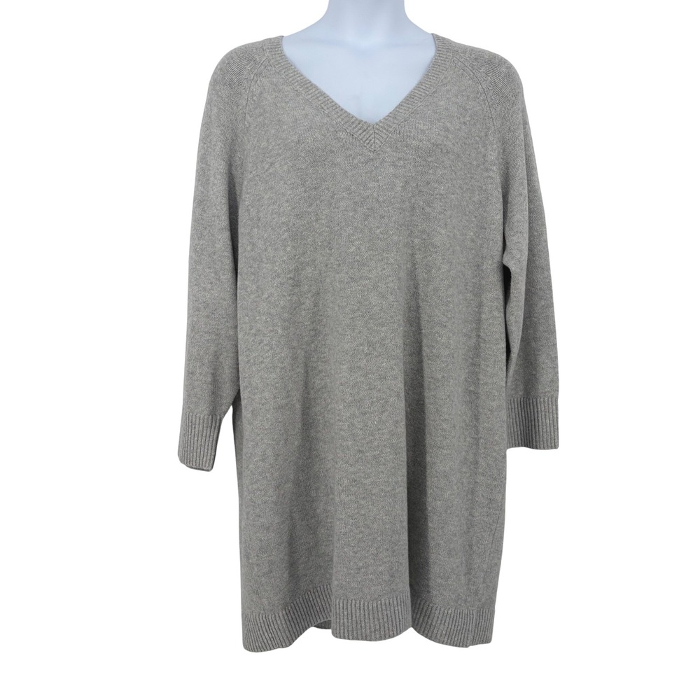 Old Navy SoSoft V-Neck Sweater Dress Heathered Grey Oversized XXL Cozy Neutral
